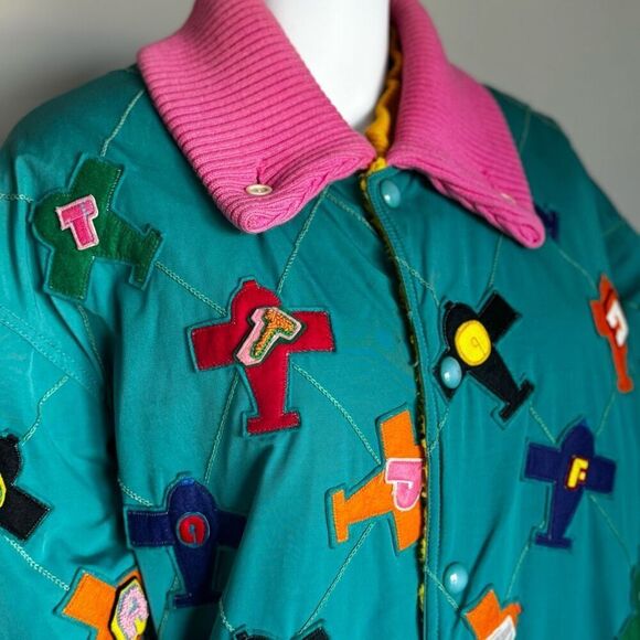 Vintage K-Factory By Nobuo Ikeda Airplane Allover Print Varsity Jacket - Picture 3 of 8